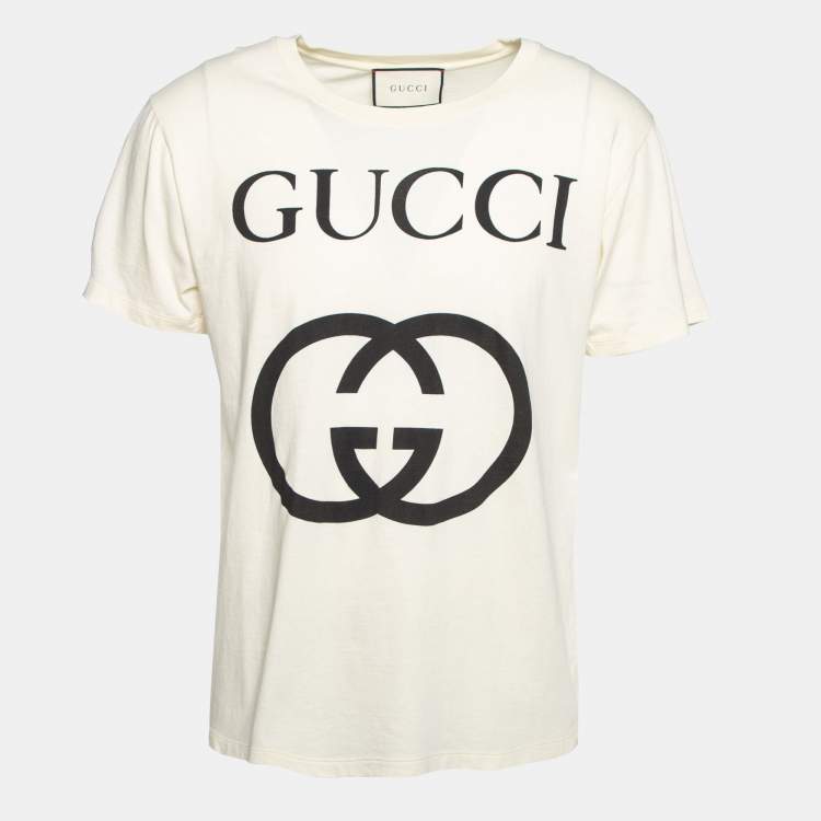 Gucci Cream Gucci Cities Print Cotton Crew Neck T-Shirt S Gucci