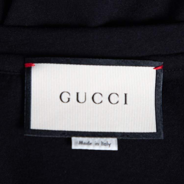 Pre Owned Gucci Black L’Aveugle Par Amour Tiger Embroidered Cotton T-Shirt S