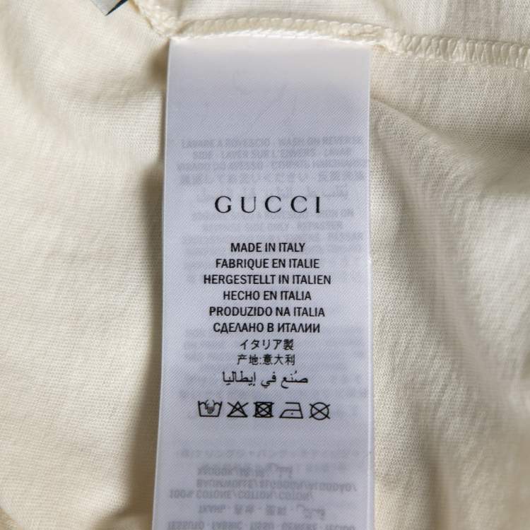 Pre Owned Gucci Cream Cotton Logo and Cities Printed Crewneck Short Sleeves T-Shirt S
