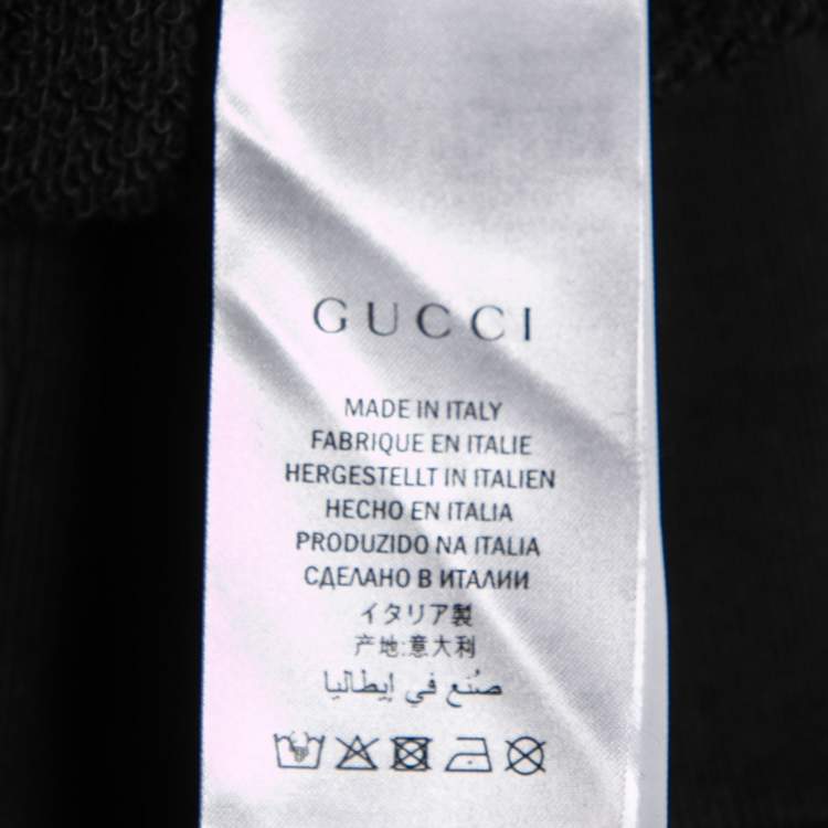Pre Owned Gucci Black Terry Knit Floral Patch Distressed Sweatshirt S