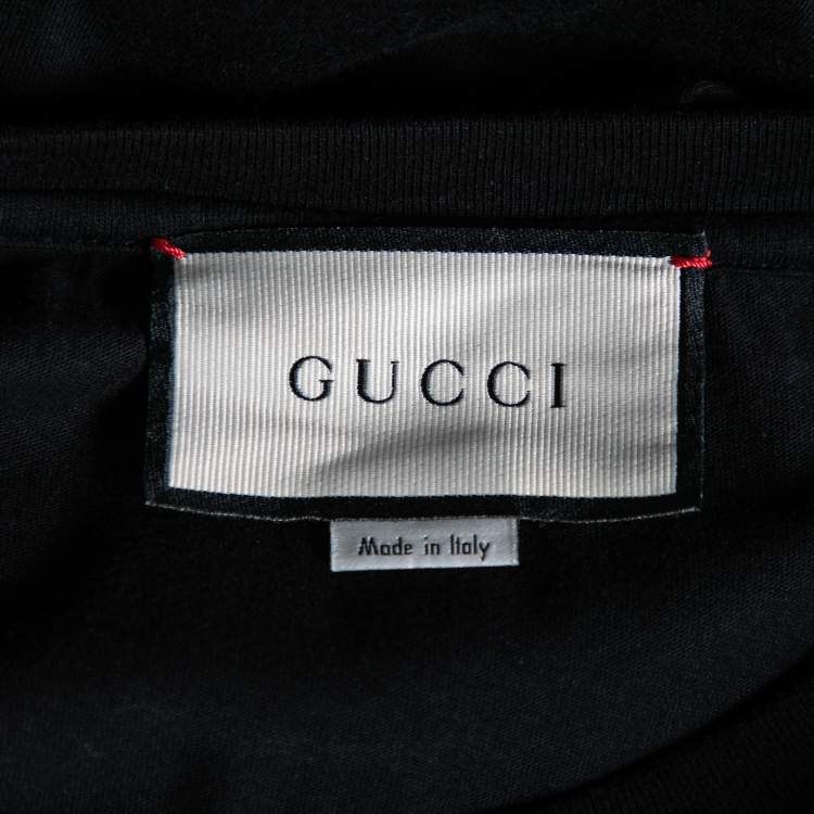 Pre Owned Gucci Black Cotton Gucci GG Printed Crew Neck Short Sleeve T-Shirt XS