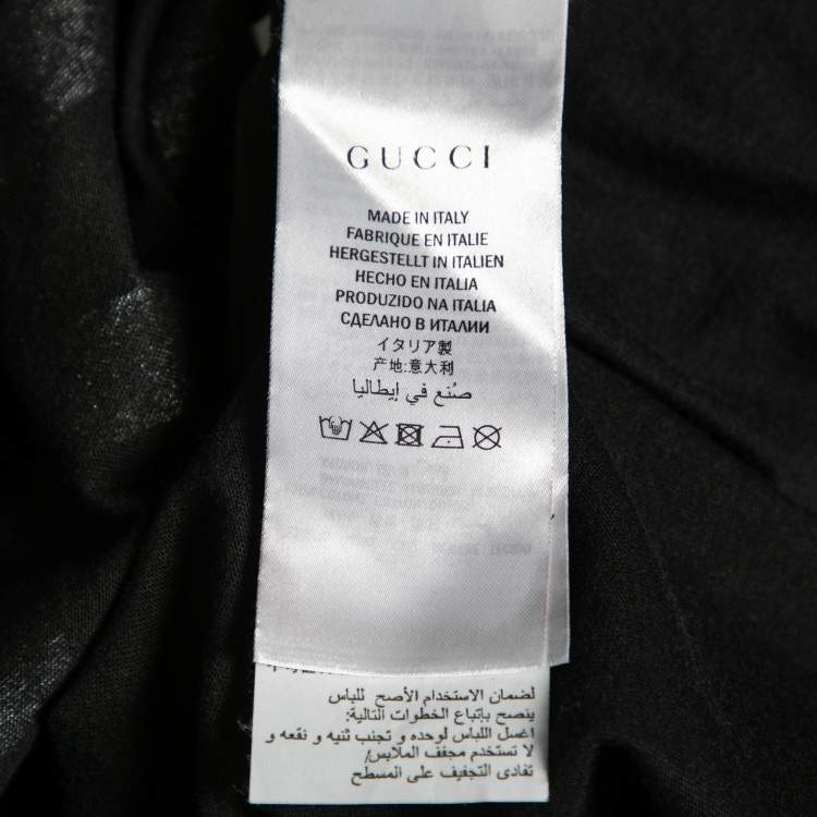 Pre Owned Gucci Black Cotton Gucci GG Printed Crew Neck Short Sleeve T-Shirt XS