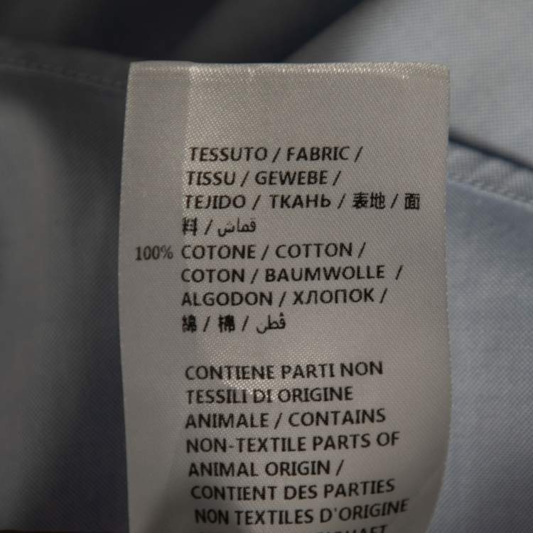 Pre Owned Gucci Blue Cotton Snake Embroidered Collar Duke Shirt XL 