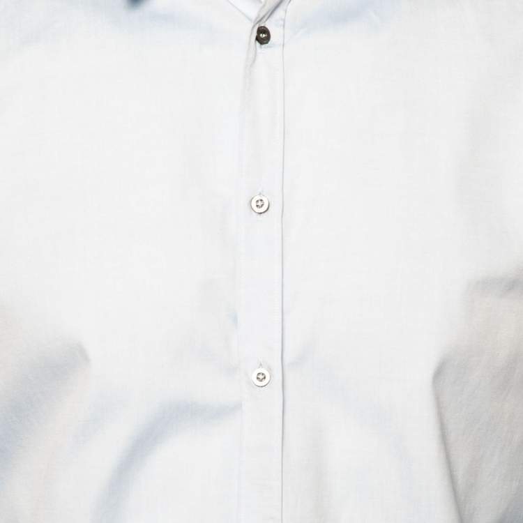 Pre Owned Gucci Blue Cotton Snake Embroidered Collar Duke Shirt XL 