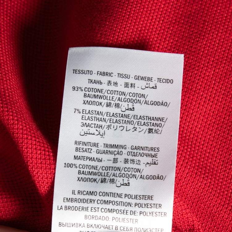 مملوكة مسبقًا Gucci Red Textured Cotton Knit Collar Short Sleeve T-Shirt XXL