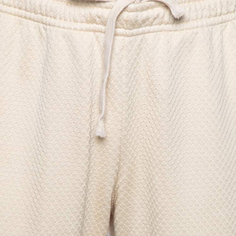 Pre Owned Gucci Cream Knit GG Patch Braided Trim Jogger Pants L