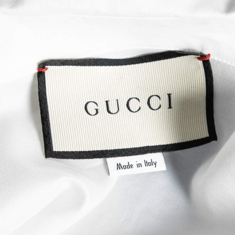 Pre Owned Gucci White Cotton Oxford Bowling Short Sleeve Shirt S