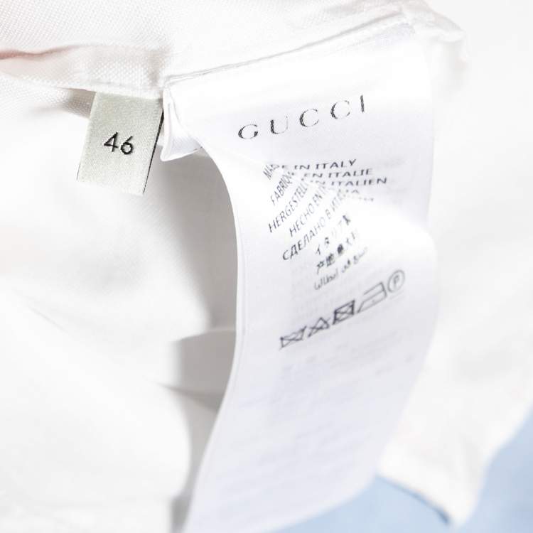 Pre Owned Gucci White Cotton Oxford Bowling Short Sleeve Shirt S