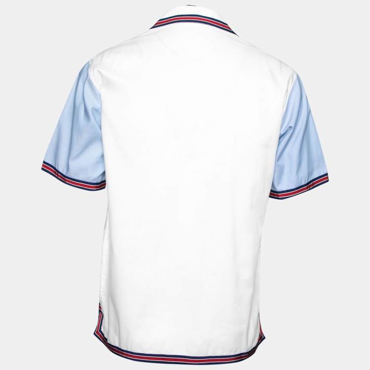 Pre Owned Gucci White Cotton Oxford Bowling Short Sleeve Shirt S