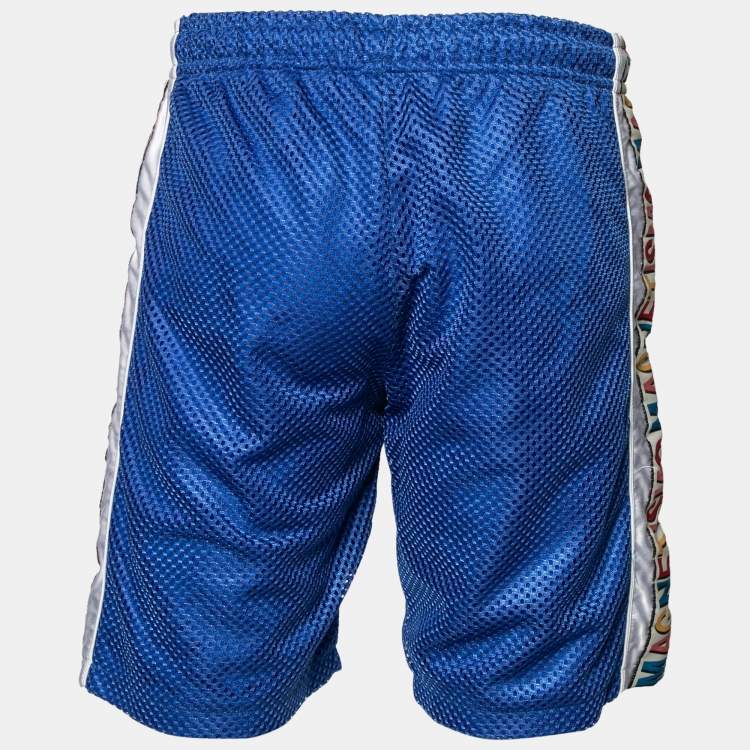 Pre Owned Gucci Blue Perforated Magnetismo Net Shorts M