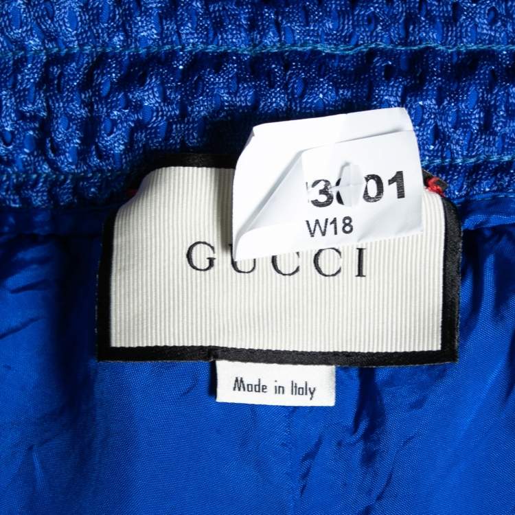 Pre Owned Gucci Blue Perforated Magnetismo Net Shorts M