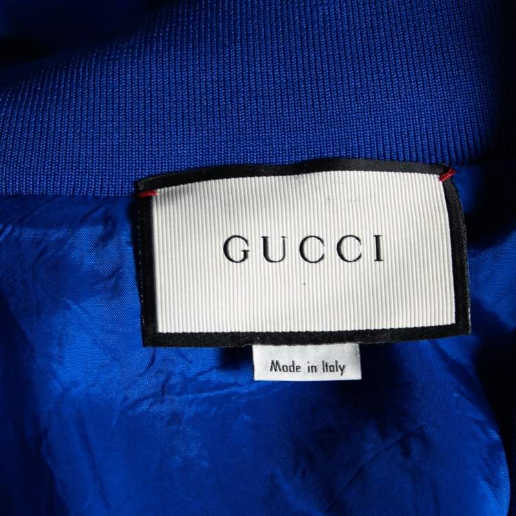 Pre Owned Gucci Blue Perforated Net Magnetismo Jacket S