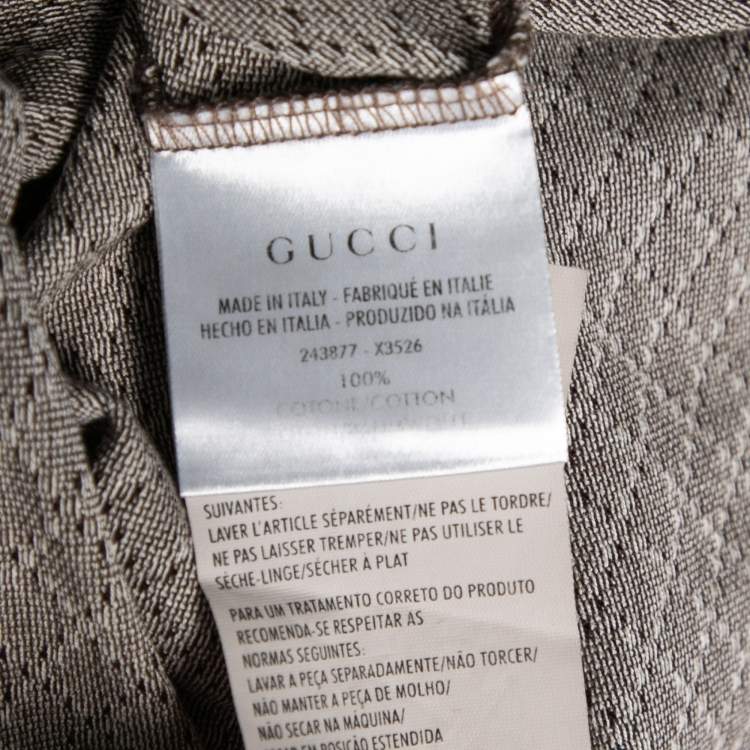 Pre Owned Gucci Brown Printed Cotton Pique Short Sleeve Polo T-Shirt M