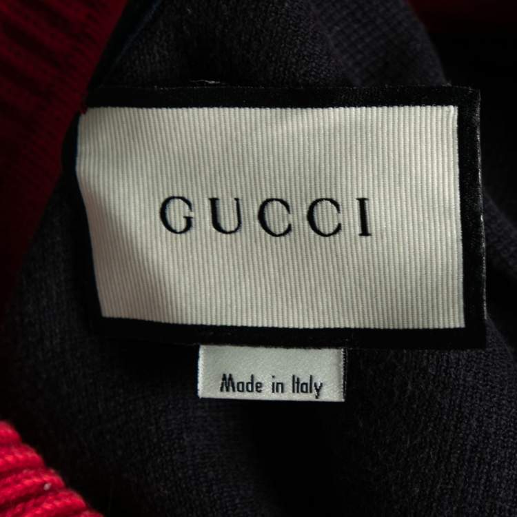 Pre Owned Gucci Navy Blue Cotton Pique Tiger Embroidered Polo T-Shirt XXL