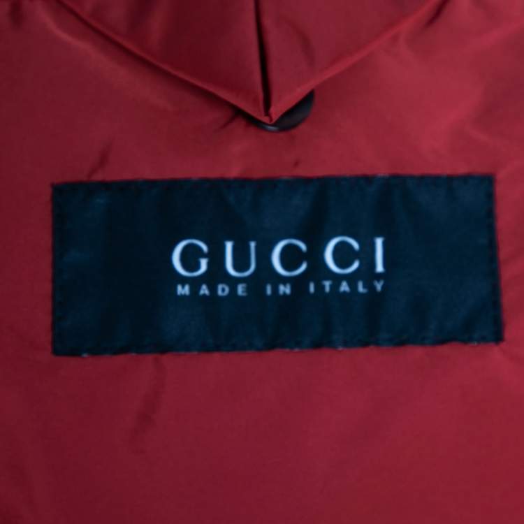 Pre Owned Gucci Red Synthetic Hooded Zip Front Jacket S