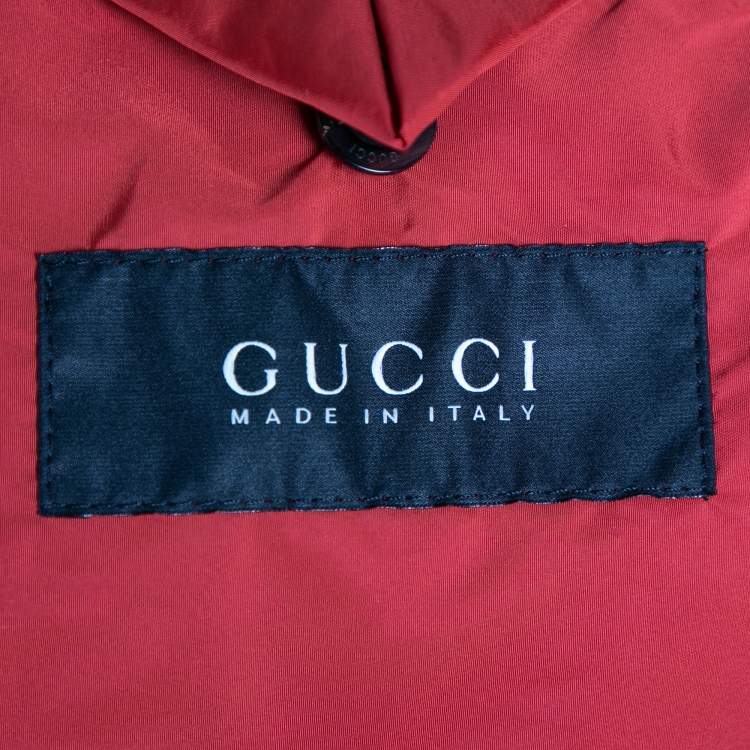 Pre Owned Gucci Red Synthetic Hooded Zip Front Jacket S