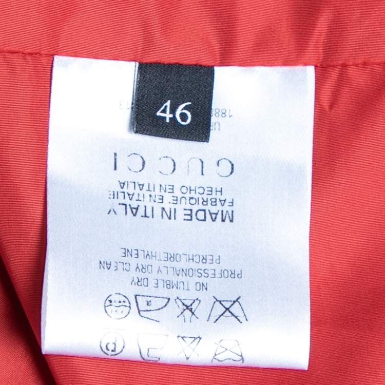 Pre Owned Gucci Red Synthetic Hooded Zip Front Jacket S