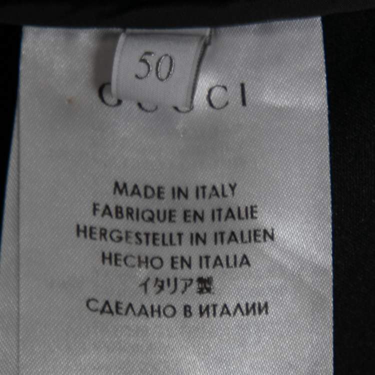 Pre Owned Gucci Black Synthetic Velvet Collar Detail Logo Embroidered Technical Blazer L