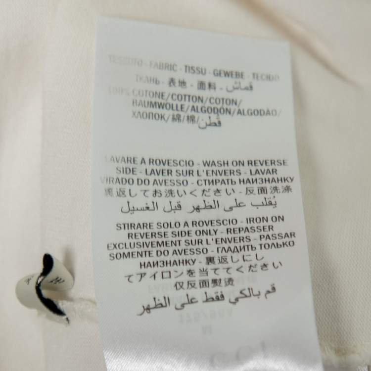 Pre Owned Gucci Off White Cotton Blade Logo Printed Short Sleeve T-Shirt M