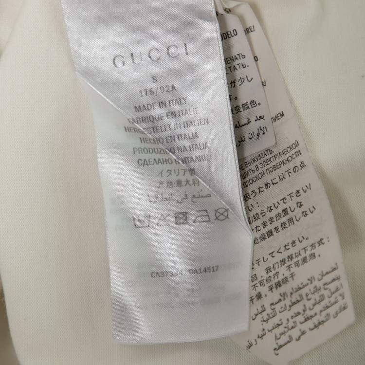 Pre Owned Gucci White Blade Logo Printed Cotton Crew Neck T-shirt S