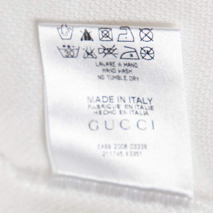 Pre Owned Gucci White Cotton Pique Contrast Trim Detail Short Sleeve Polo T-Shirt S