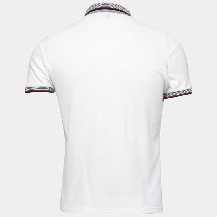 Pre Owned Gucci White Cotton Pique Contrast Trim Detail Short Sleeve Polo T-Shirt S