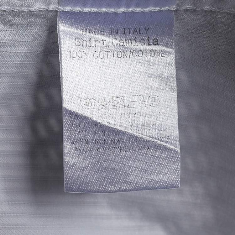 Pre Owned Gucci Vintage White Cotton Tonal Striped Button Front Shirt XL