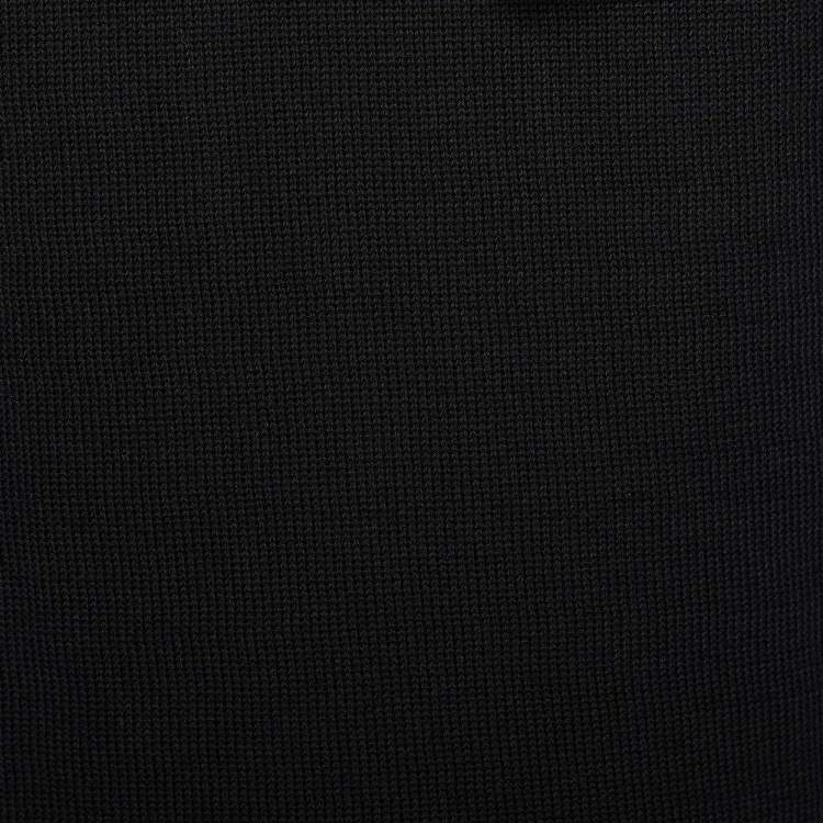 Pre Owned Gucci Black Rib Knit Cotton Web Trim V-Neck Pullover M