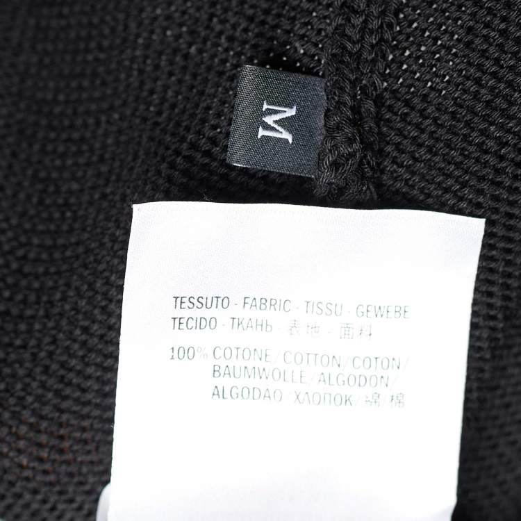 Pre Owned Gucci Black Rib Knit Cotton Web Trim V-Neck Pullover M