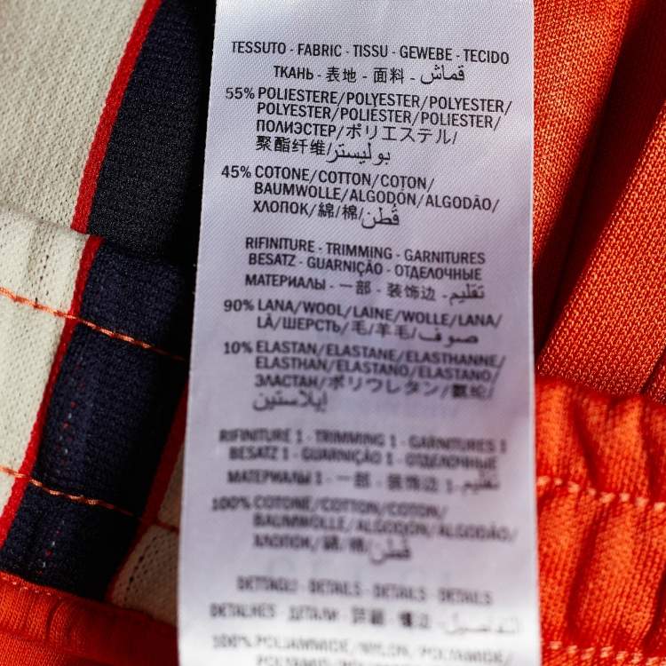 Pre Owned Gucci Orange Technical Jersey Web Stripe Track Pants