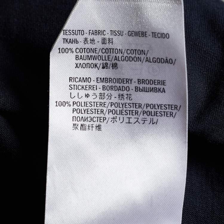 Pre Owned Gucci Dark Blue Cotton Crest Logo Detail T -Shirt M