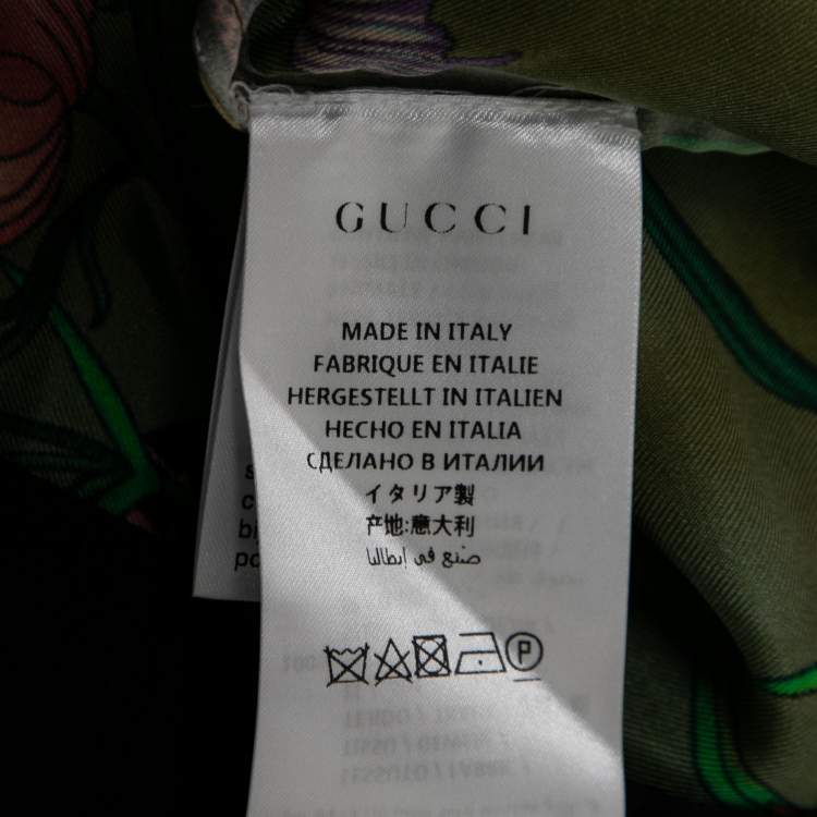 Pre Owned Gucci Green Floral Snake Print Silk Short Sleeve Shirt XXL
