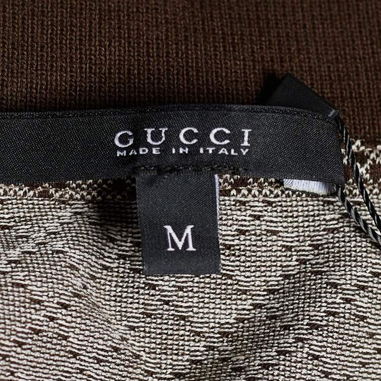 Pre Owned Gucci Brown Cotton Pique Polo T-Shirt M