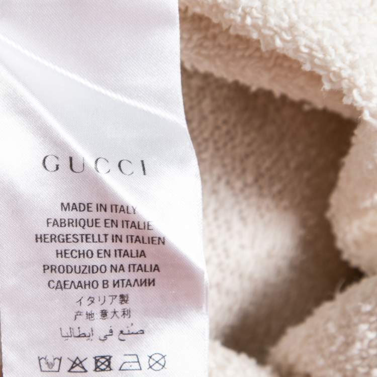 Pre Owned Gucci Off White Logo Printed Cotton Hoodie L
