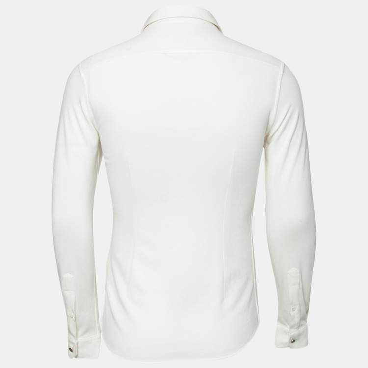Pre Owned Gucci Ivory Cotton Pique Duke Long Sleeve Button Front Shirt S
