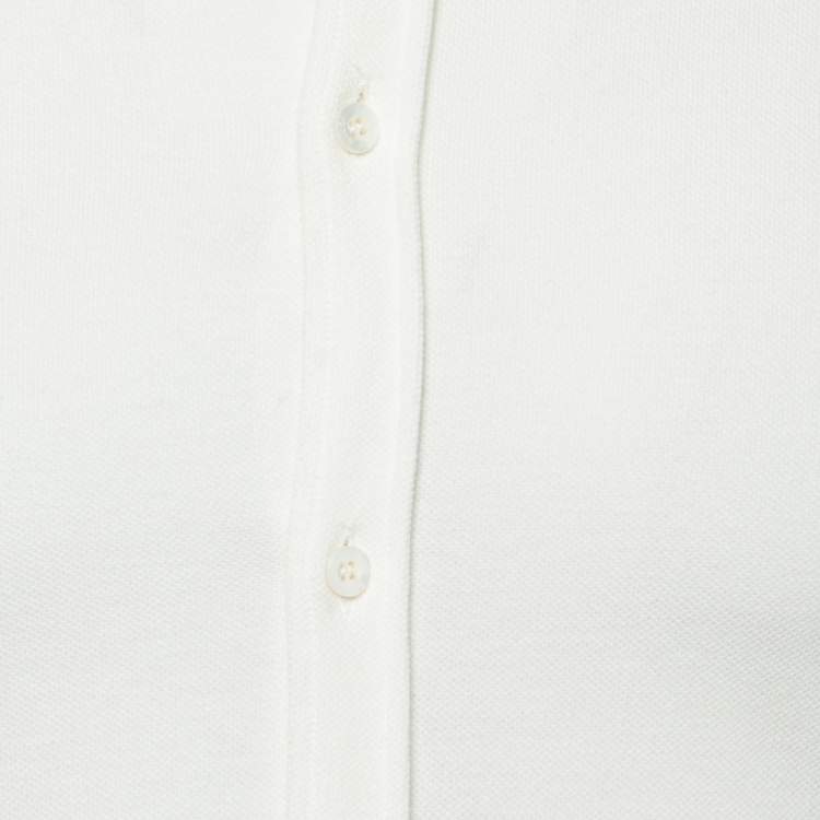 Pre Owned Gucci Ivory Cotton Pique Duke Long Sleeve Button Front Shirt S