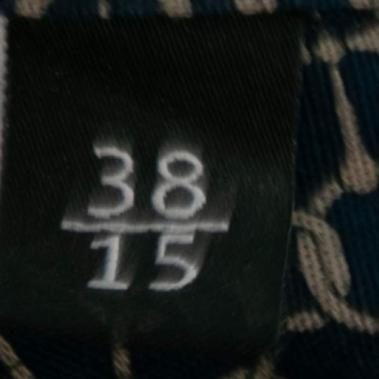 Pre Owned Gucci Navy Blue Printed Cotton Skinny Fit Button Front Shirt S
