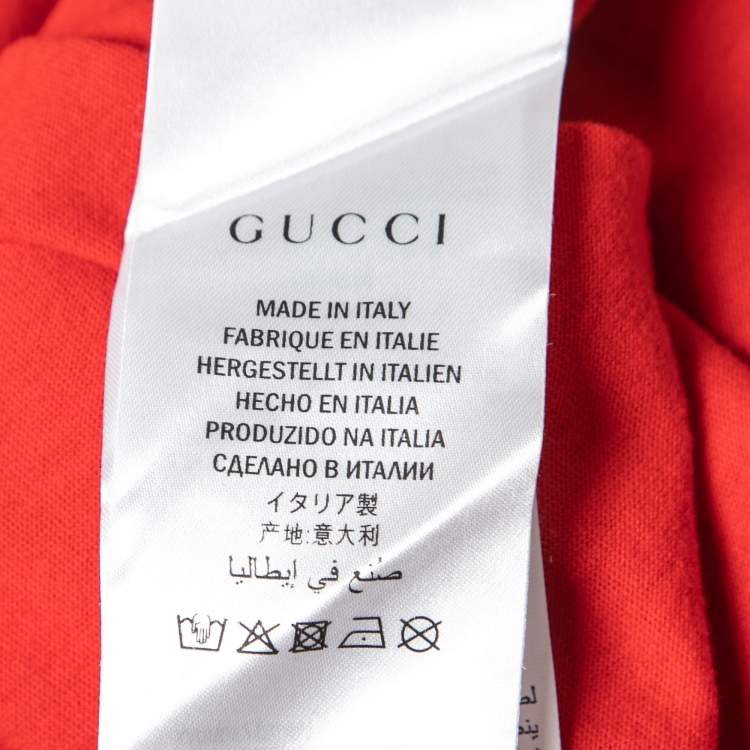 مملوكة مسبقًا Gucci Red Logo Printed Crew Neck T-Shirt L