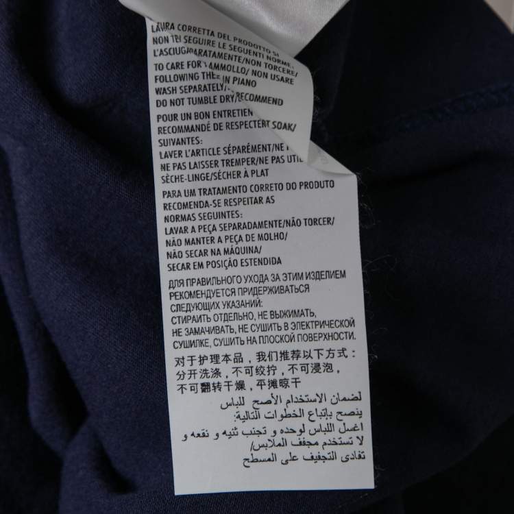 Pre Owned Gucci Blue Logo Printed Crew Neck T-Shirt L