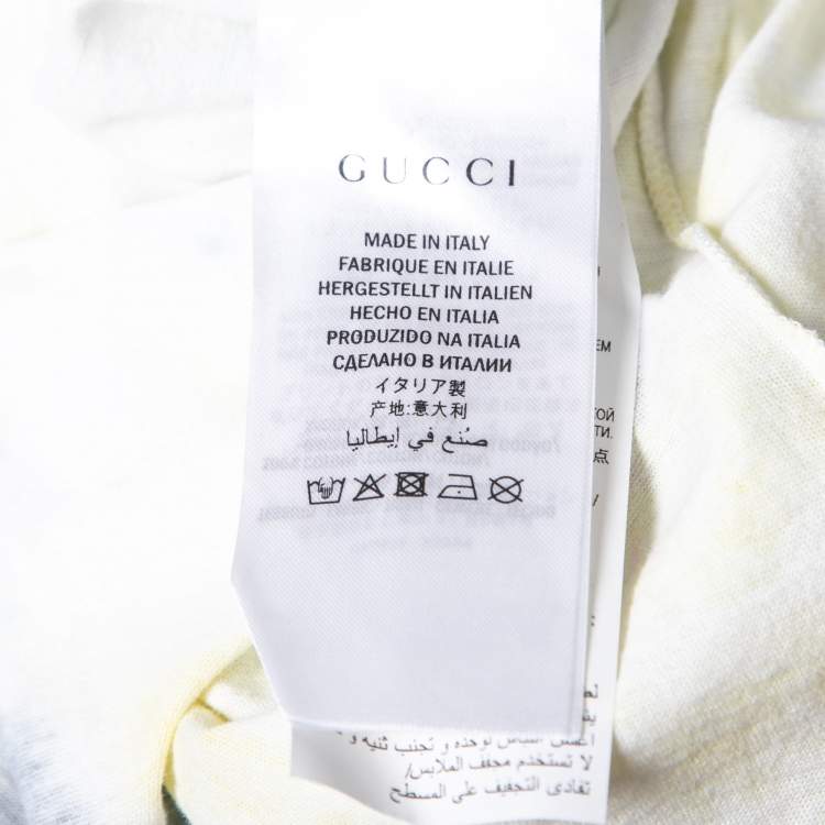Pre Owned Gucci White Logo Print Cotton Tie Dye T-Shirt L