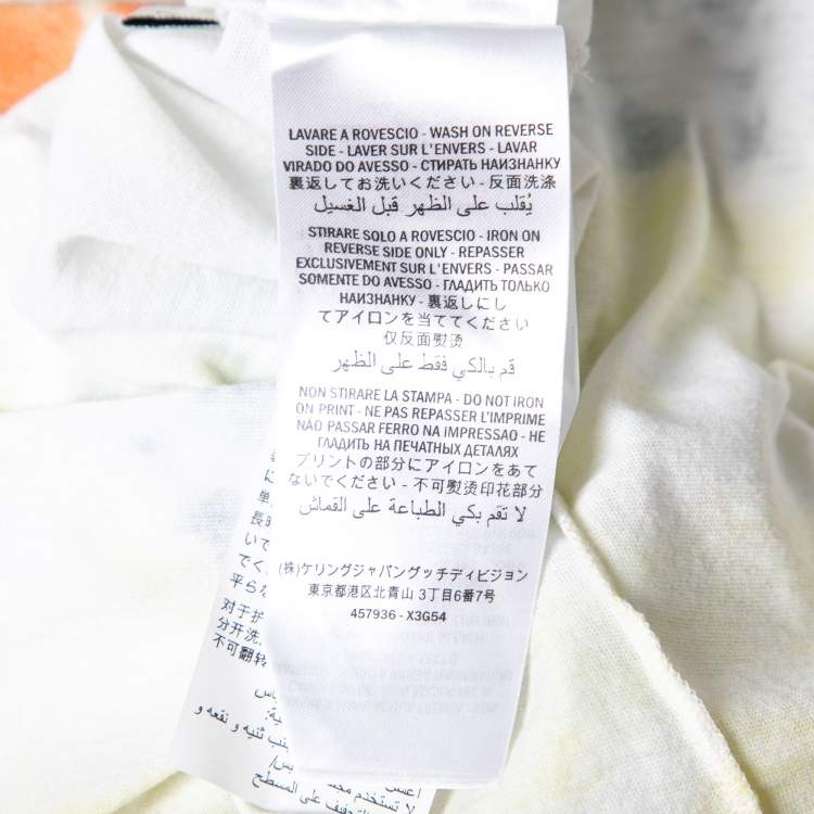 Pre Owned Gucci White Logo Print Cotton Tie Dye T-Shirt L