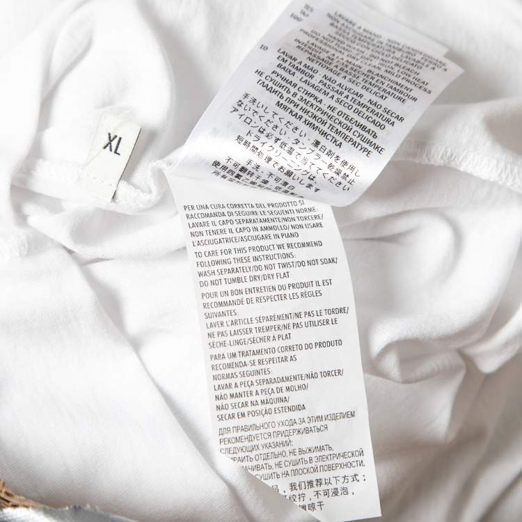 Pre Owned Gucci White Cotton Embroidered Crew Neck T-Shirts XL