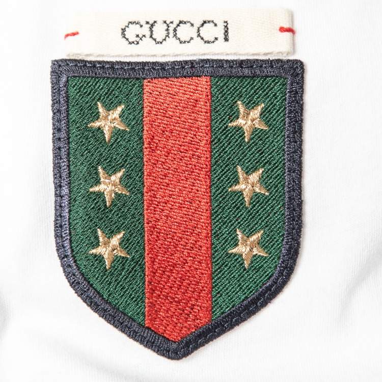 Pre Owned Gucci White Cotton Embroidered Crew Neck T-Shirts XL