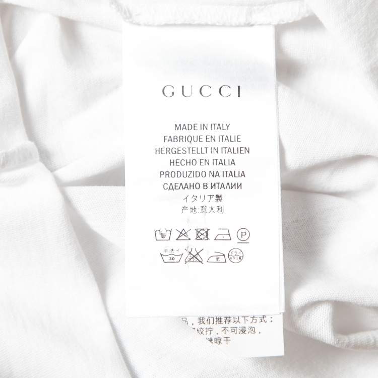 Pre Owned Gucci White Cotton Embroidered Crew Neck T-Shirts XL