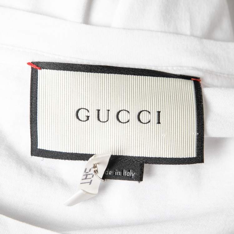 Pre Owned Gucci White Cotton Embroidered Crew Neck T-Shirts XL