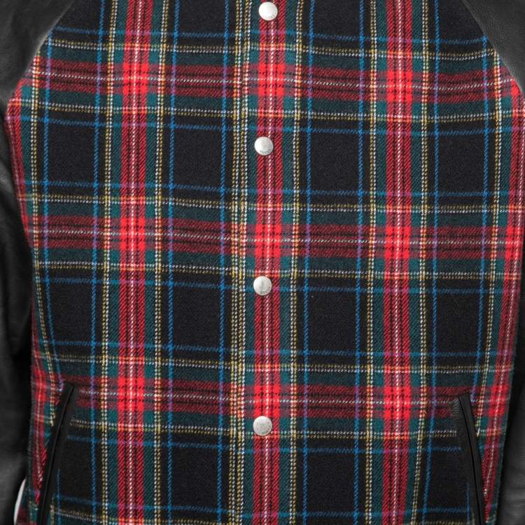 Pre Owned Gucci Multicolor Wool and Leather Button Front Jacket XL