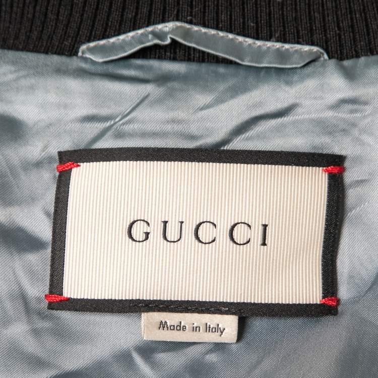 Pre Owned Gucci Multicolor Wool and Leather Button Front Jacket XL