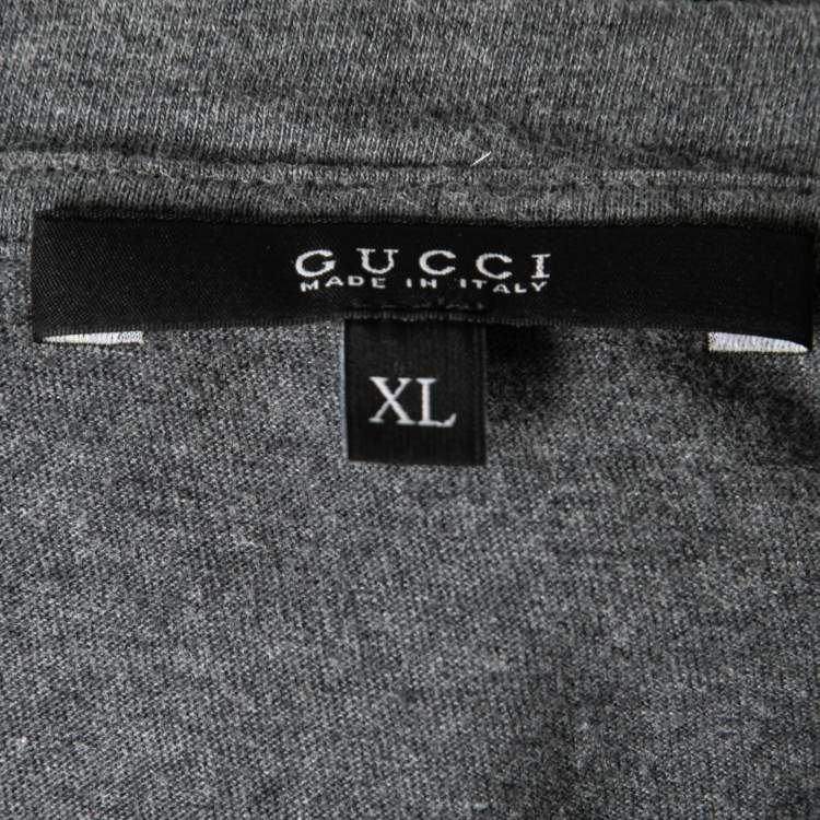 Pre Owned Gucci Grey Cotton GG Printed Crew Neck T-shirt XL