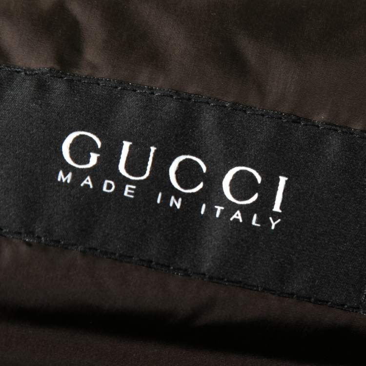 Pre Owned Gucci Brown Synthetic Puffer Long Sleeve Jacket XXXL