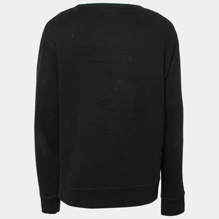 Pre Owned Gucci Black Distressed Cotton Vintage Logo Print Sweatshirt XL